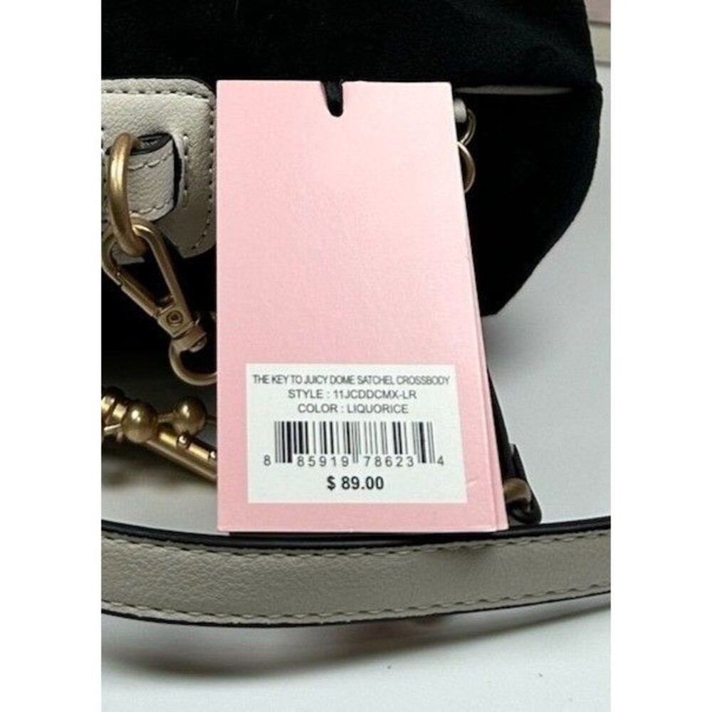 Juicy Couture The Key to Juicy Black Velour Dome Satchel Crossbody Purse - Picture 14 of 14